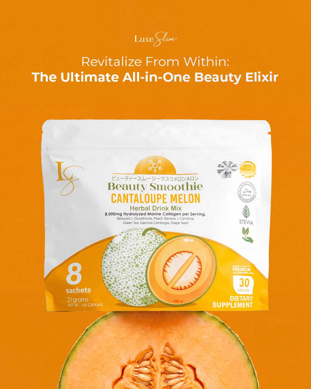 Luxe Slim Beauty Smoothie Cantaloupe Melon Drink Mix | 8 Sachets