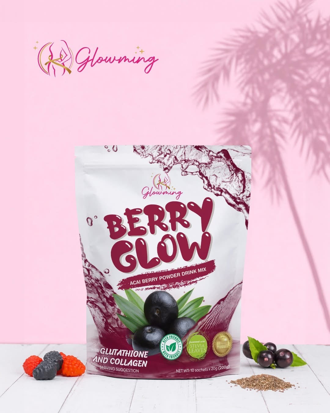 Cc Glam Glowming Berry Glow Acai Berry Powder Drink Mix | 10 Sachets