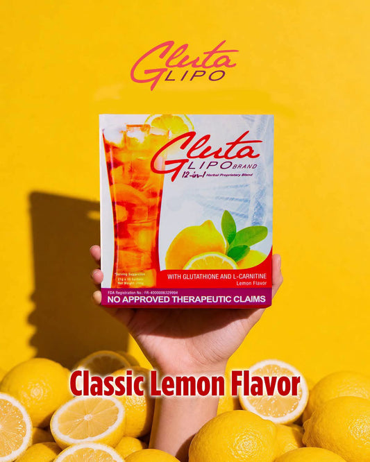 Gluta Lipo 12-in-1 Herbal Proprietary Blend Lemon Powder Drink Mix | 10 Sachets