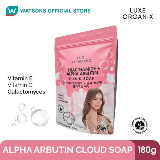 ￼LUXE ORGANIX Niacinamide Brightening Cloud Soap 180g - MZG Health & Beauty Imports