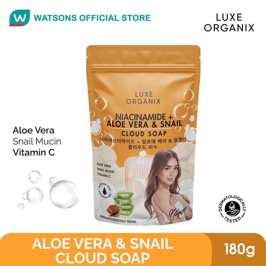 ￼LUXE ORGANIX Aloe Vera & Snail Moisturizing Cloud Soap 180g