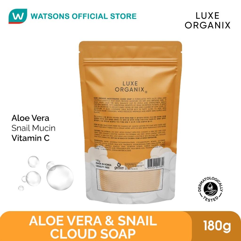 ￼LUXE ORGANIX Aloe Vera & Snail Moisturizing Cloud Soap 180g