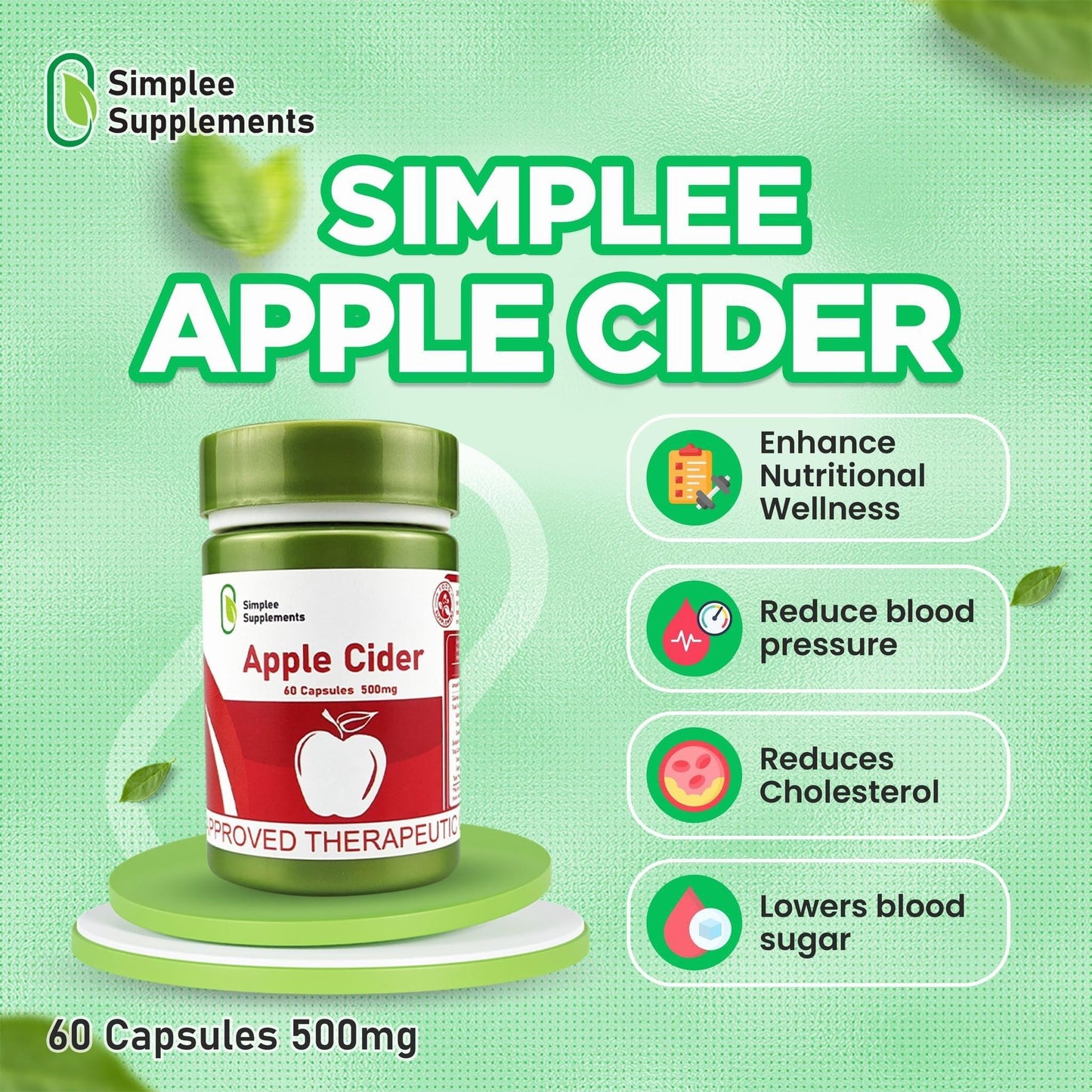 Simplee Supplements Apple Cider 60Caps