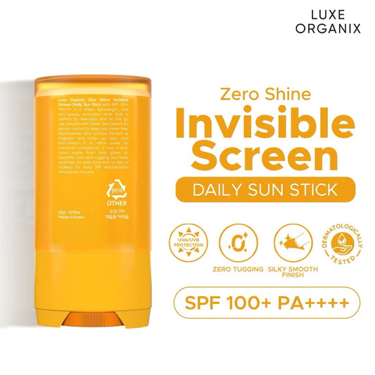 LUXE ORGANIX Zero Shine Invisible Screen Daily Sun Stick SPF 100 17g - MZG Health & Beauty Imports