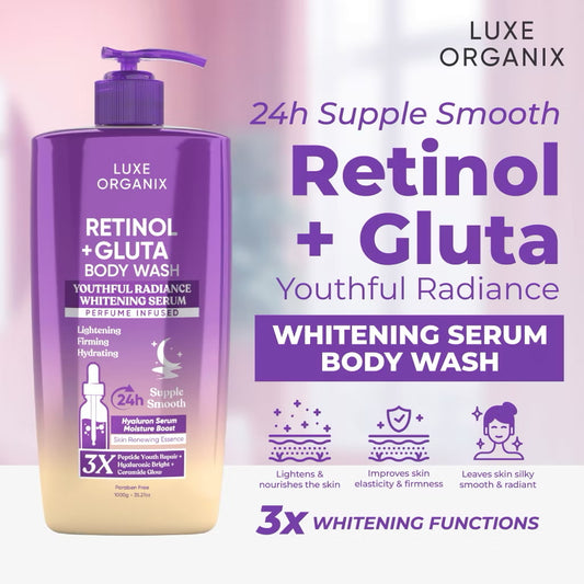LUXE ORGANIX Retinol + Gluta Serum Body Wash 1000g - MZG Health & Beauty Imports