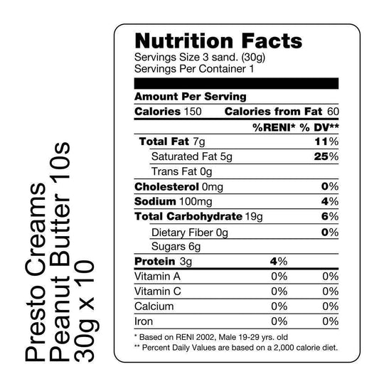 ￼Presto Creams Peanut Butter (30g x 10) - MZG Health & Beauty Imports