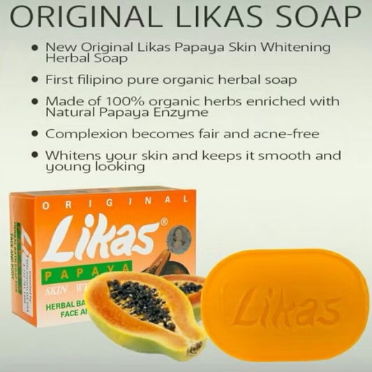 Original Likas Papaya Skin Whitening Herbal Soap 135g - MZG Health & Beauty Imports