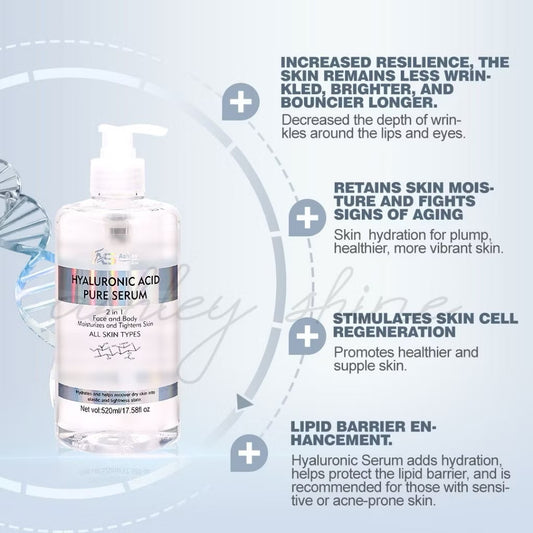 Ashley Shine Hyaluronic Acid Pure Serum 2 in 1 520ml - MZG Health & Beauty Imports