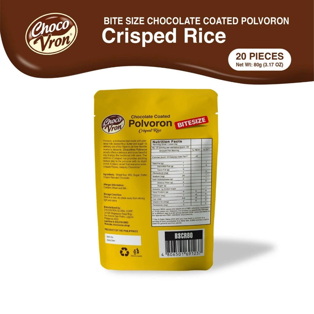 ￼ChocoVron Bite Size Crisped Rice 80g