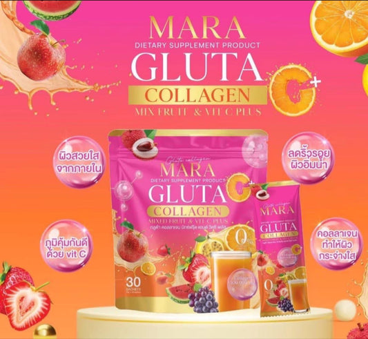 Mara Gluta Collagen Mix Fruit & Vit C Plus (1 Pack/30 Sachets)