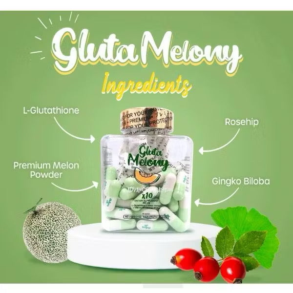 Gluta Melony Advanced White x10 Supplement | 60 capsules