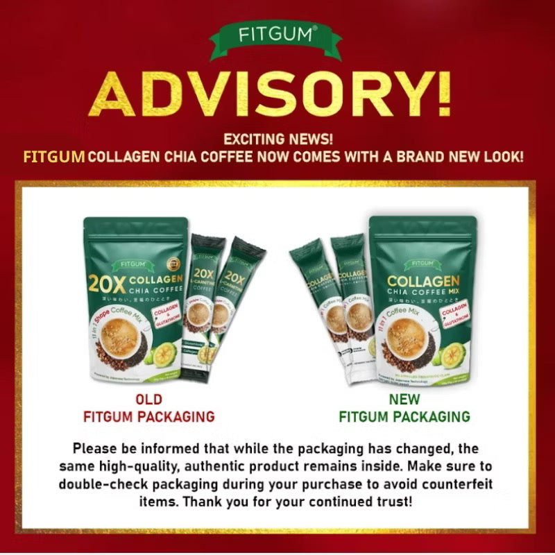 FITGUM Collagen Chia Coffee 11 in 1 Coffee Mix New Packaging | 10 Sachets