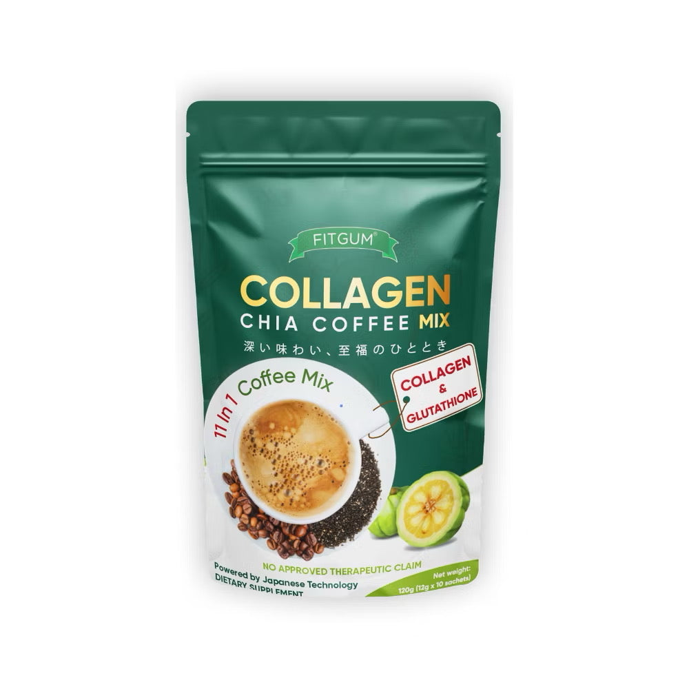 FITGUM Collagen Chia Coffee 11 in 1 Coffee Mix New Packaging | 10 Sachets
